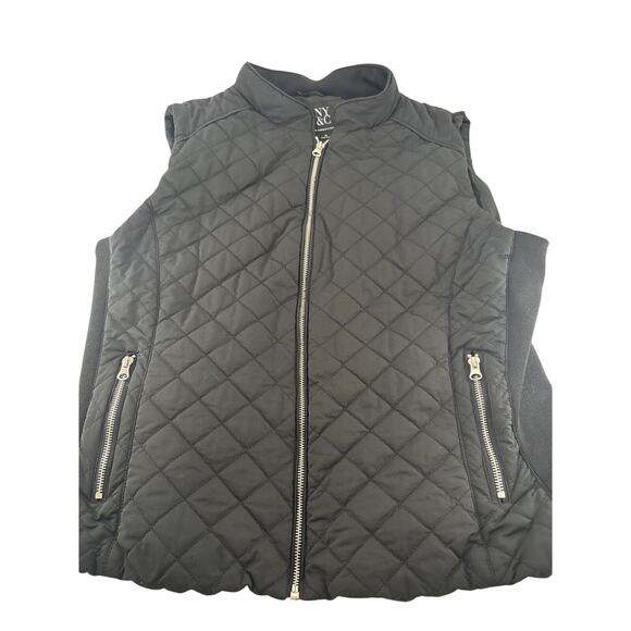 Black Puffer Vest Woman Size XL Full Zip Collared Quilted New York & Company - Picture 1 of 8